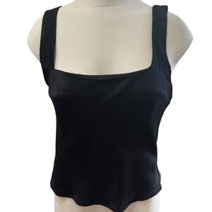 TOPSHOP Black Square Neck Sleeveless Crop Cami Tank Top Womens US Size 6
